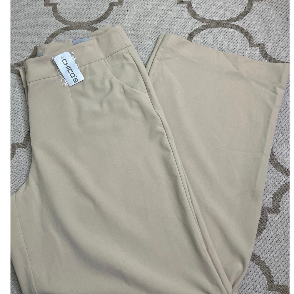 Chico’s Magique Brinly tailored, wide-leg trouser Pants Khaki, size 3/ 16, NWT